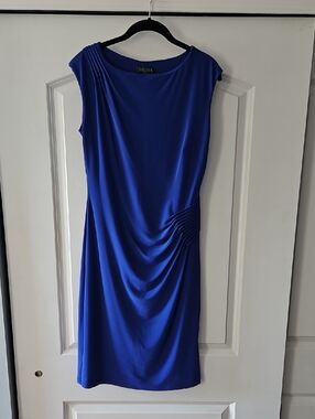 Ralph Lauren Periwinkle Sleeveless Draped Lined Midi